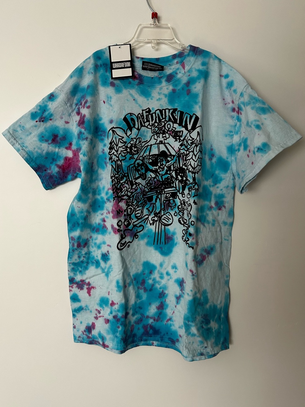✨NEW✨ WHADAFUNK limited edition custom tie-dye blue and white shirt